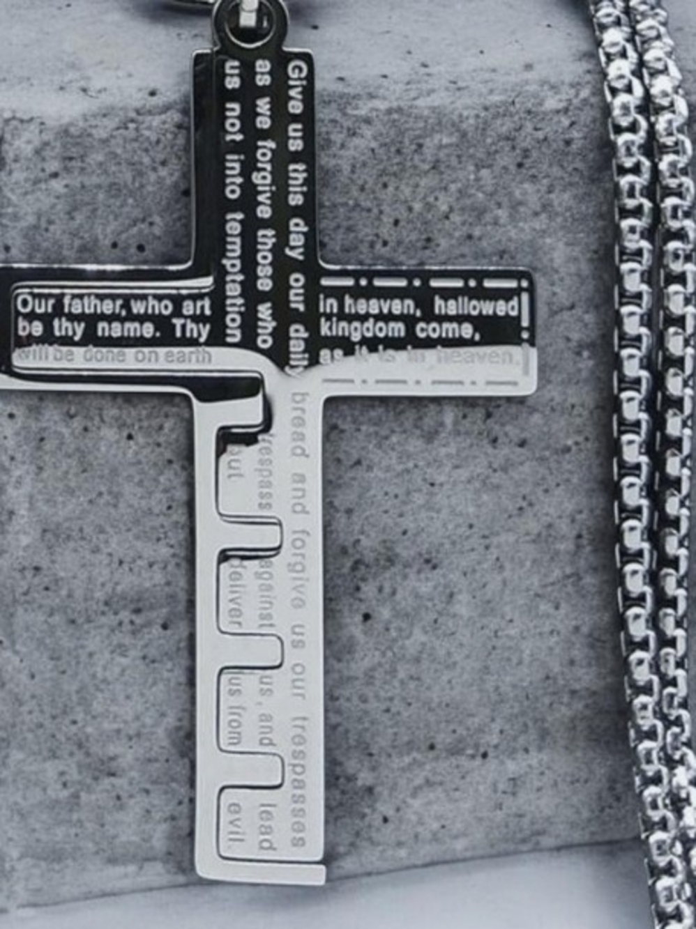 New Bible Prayer Engraved Crafted Pendant Necklace Stainless Steel Silver